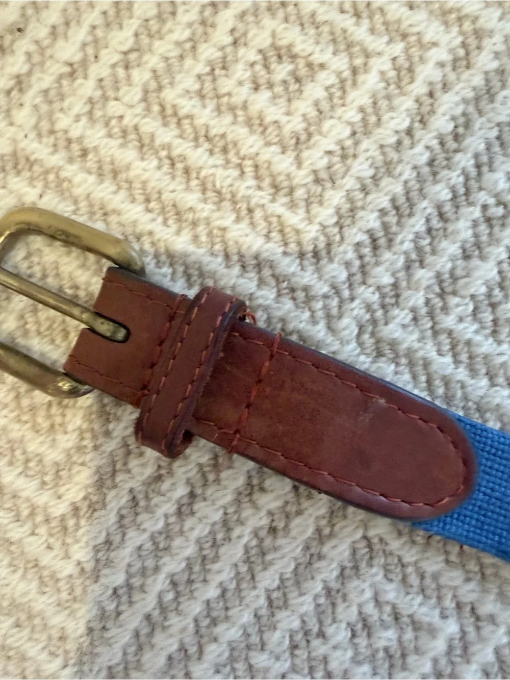 Smathers & Branson Boys Yellow Lab Needlepoint Belt Blue Size Small 2-4